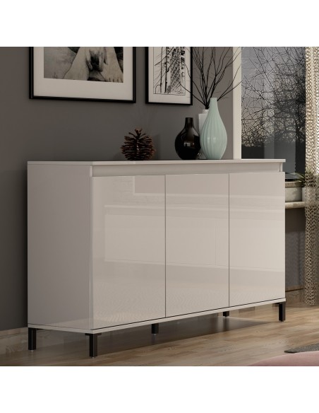 Madia 3 ante su piedini Bianco laccato