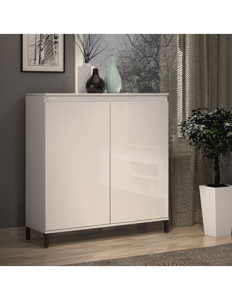 Credenza 2 ante Bianco laccato su piedini (Versione alta)