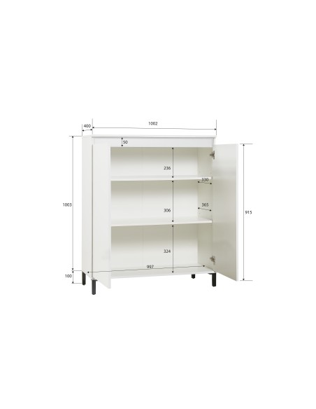 Credenza 2 ante Bianco laccato su piedini (Versione alta)
