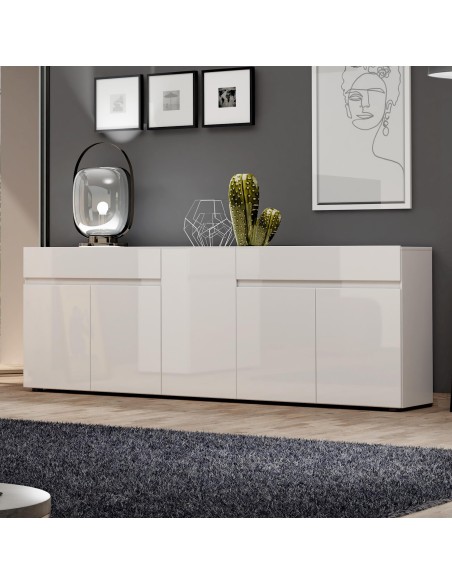 Madia 5 ante - 2 cassetti Bianco laccato cm 225