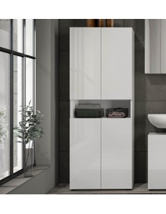 Colonna bagno 4 ante - 1 vano Bianco laccato lucido