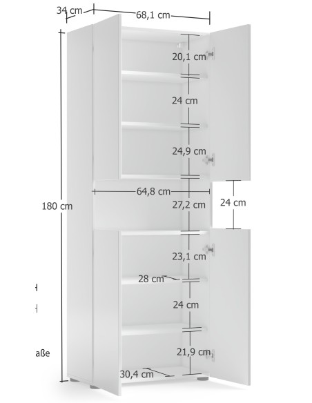 Colonna bagno 4 ante - 1 vano Bianco laccato lucido