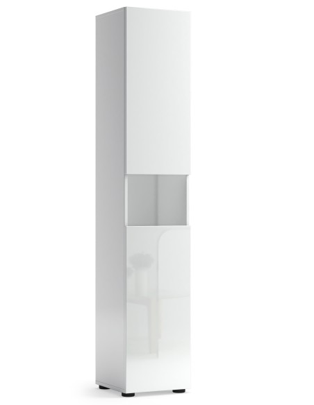 Colonna bagno 2 ante - 1 vano Bianco laccato lucido