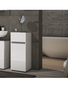Colonna bagno bassa 1 cassetto - 1 anta Bianco laccato lucido/Antracite
