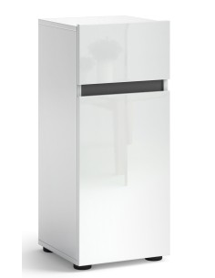 Colonna bagno bassa 1 cassetto - 1 anta Bianco laccato lucido/Antracite 2