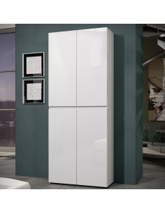 Armadio multiuso/scarpiera 4 ante 10 ripiani Bianco laccato lucido