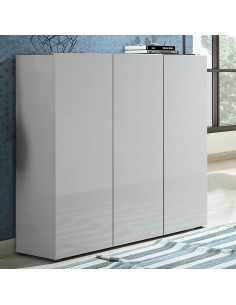 Scarpiera 3 ante 5 + 5 ripiani Grigio laccato lucido