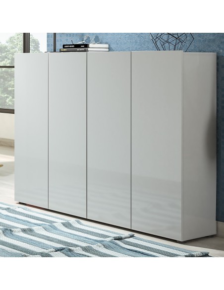 Scarpiera 4 ante 5 + 5 ripiani Grigio laccato lucido