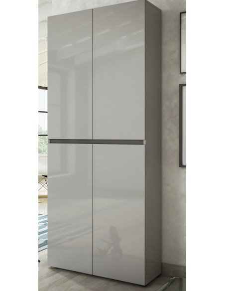 Armadio multiuso/scarpiera 4 ante 10 ripiani Grigio laccato lucido