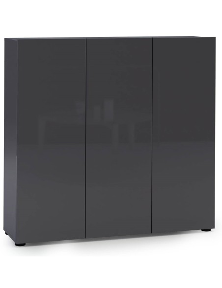 Scarpiera 3 ante 5 + 5 ripiani Antracite laccato lucido