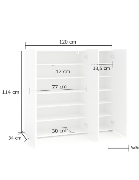 Scarpiera 3 ante 5 + 5 ripiani Antracite laccato lucido