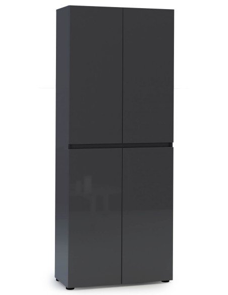 Armadio multiuso/scarpiera 4 ante 10 ripiani Antracite laccato lucido