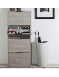 Scarpiera 4 ribalte doppia capienza Rovere gessato