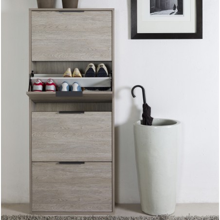 Scarpiera 4 ribalte doppia capienza Rovere gessato