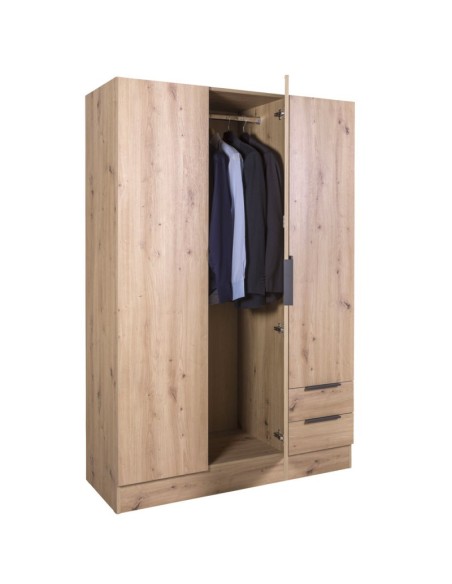 Armadio guardaroba 3 ante - 2 cassetti Rovere artisan