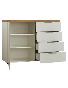 Madia 1 anta - 4 cassetti Bianco laccato/Rovere castagno 2