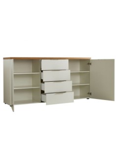 Madia 2 ante - 4 cassetti Bianco laccato/Rovere castagno 2