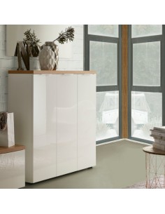 Scarpiera ingresso 3 ante Bianco laccato/Rovere castagno 2