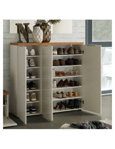 Scarpiera ingresso 3 ante Bianco laccato/Rovere castagno