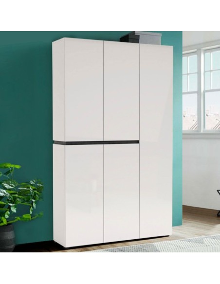 Armadio scarpiera 5 ante Bianco laccato/Ossido