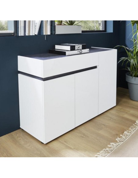 Madia 3 ante - 1 cassetto Bianco laccato/Ossido