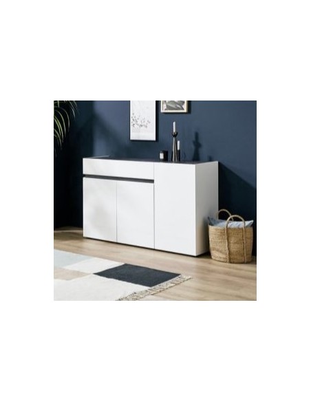 Madia 3 ante - 1 cassetto Bianco laccato/Ossido