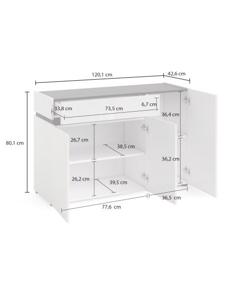 Madia 3 ante - 1 cassetto Bianco laccato/Ossido