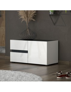 Panca ingresso 2 cassetti - 1 anta Bianco laccato/Ossido