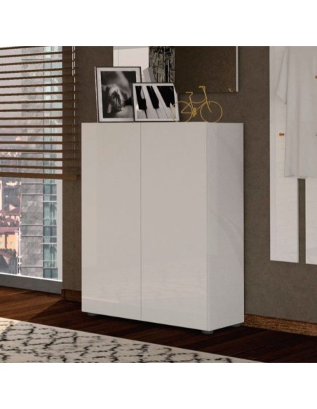 Scarpiera 2 ante 5 ripiani Bianco laccato lucido
