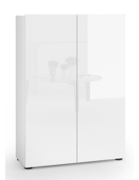 Scarpiera 2 ante 5 ripiani Bianco laccato lucido