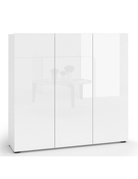 Scarpiera 3 ante 5 + 5 ripiani Bianco laccato lucido