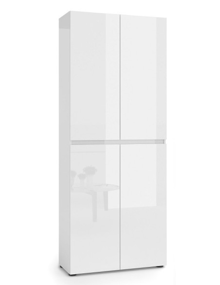 Armadio multiuso/scarpiera 4 ante 10 ripiani Bianco laccato lucido