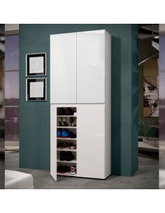 Armadio multiuso/scarpiera 4 ante 10 ripiani Bianco laccato lucido 2