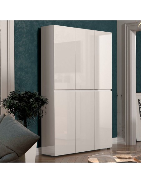 Armadio multiuso/scarpiera Maxi 6 ante 10 + 10 ripiani Bianco laccato lucido