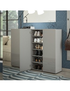 Scarpiera 4 ante 5 + 5 ripiani Grigio laccato lucido 2