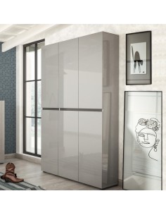 Armadio multiuso/scarpiera Maxi 6 ante 10 + 10 ripiani Grigio laccato lucido