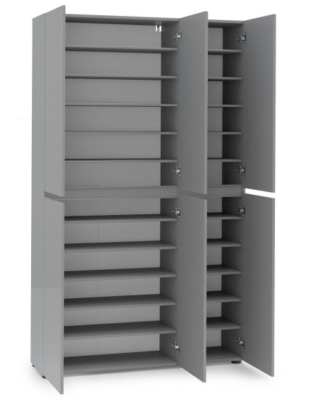 Armadio multiuso/scarpiera Maxi 6 ante 10 + 10 ripiani Grigio laccato lucido