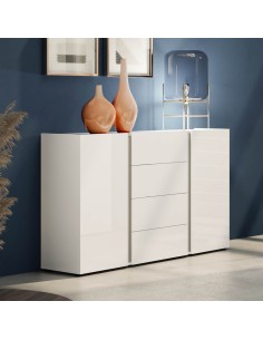 Madia 4 cassetti - 2 ante Bianco laccato/Antracite