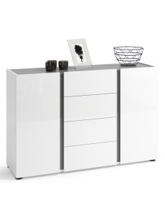 Madia 4 cassetti - 2 ante Bianco laccato/Antracite 2