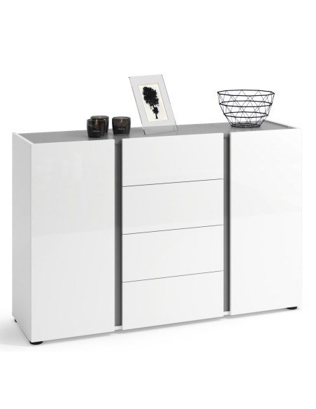 Madia 4 cassetti - 2 ante Bianco laccato/Antracite