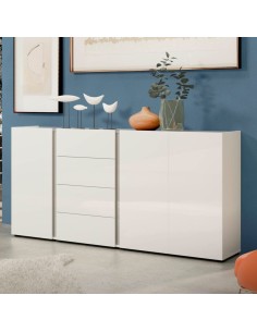 Madia 3 ante - 4 cassetti Bianco laccato/Antracite