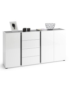 Madia 3 ante - 4 cassetti Bianco laccato/Antracite 2