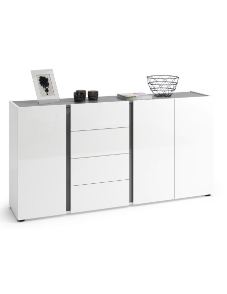 Madia 3 ante - 4 cassetti Bianco laccato/Antracite