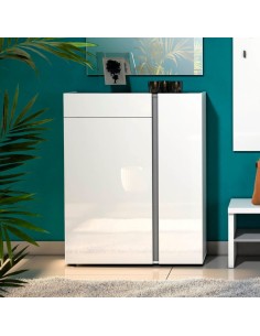 scarpiera atrium 2 ante 1 cassetto bianco laccato lucido/antracite 2