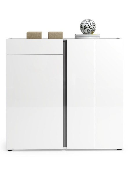 Scarpiera/Mobile ingresso 3 ante - 1 cassetto Bianco laccato/Antracite