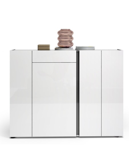 Scarpiera/Mobile ingresso 4 ante - 1 cassetto Bianco laccato/Antracite