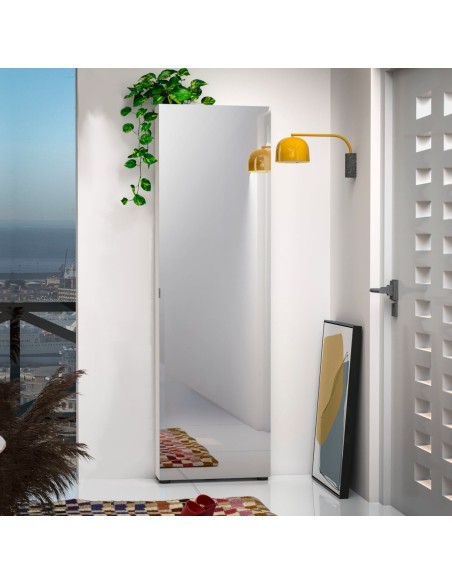 Scarpiera 1 anta specchio Bianco laccato cm 60