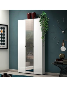 Scarpiera 2 ante + 1 specchi Bianco laccato