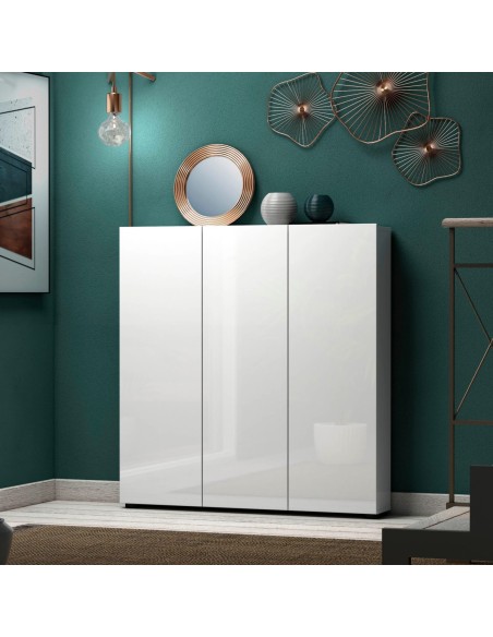 Scarpiera 3 ante bassa Bianco laccato Slim