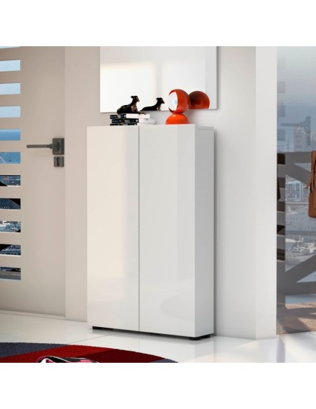 Scarpiera 2 ante bassa Bianco laccato Slim